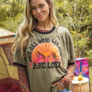 Natural Life-Not All Who Wander Are Lost-Ringer Oversized Tee